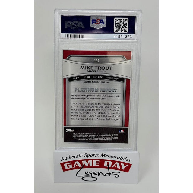Mike Trout Los Angeles Angels 2010 Bowman Platinum Prospects #PP5 PSA Mint 9