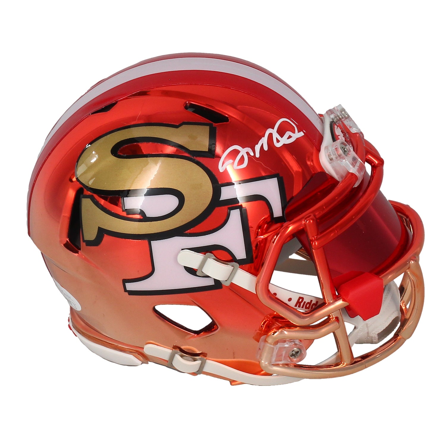 Joe Montana Autographed San Francisco 49ers AMP Custom Chrome Mini Helmet JSA