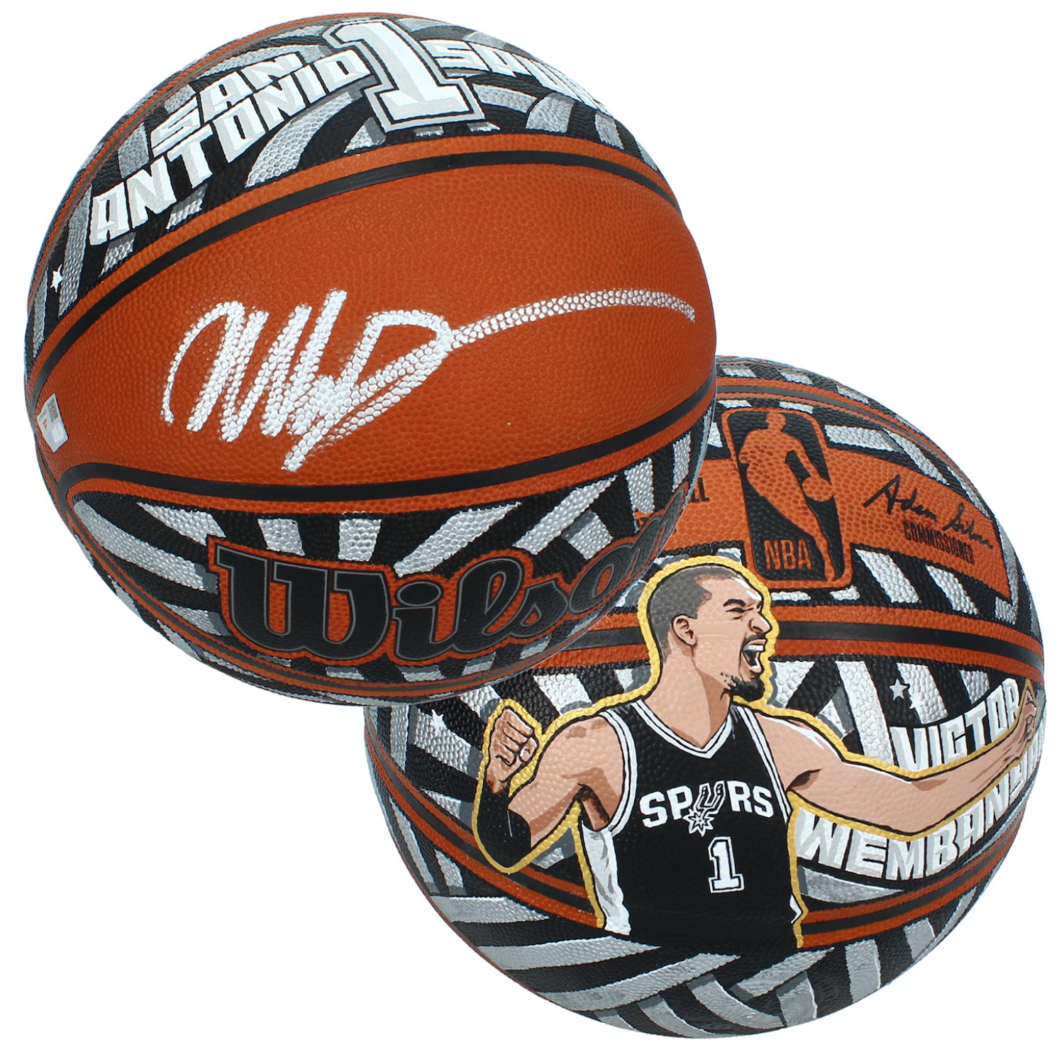 Victor Wembanyama Autographed Custom Artist Painted Authentic NBA Art Basketball Fanatics LE 1/1