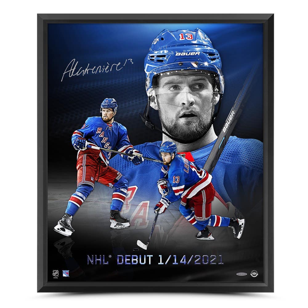 ALEXIS LAFRENIERE Autographed New York Rangers “NHL Debut” 20x24 Framed Photo UDA