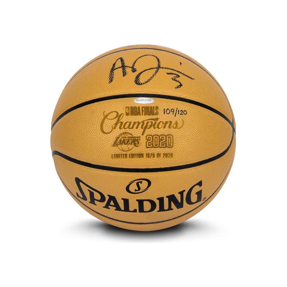 ANTHONY DAVIS Autographed Los Angeles Lakers 2020 NBA Finals Champions Gold Spalding Basketball UDA