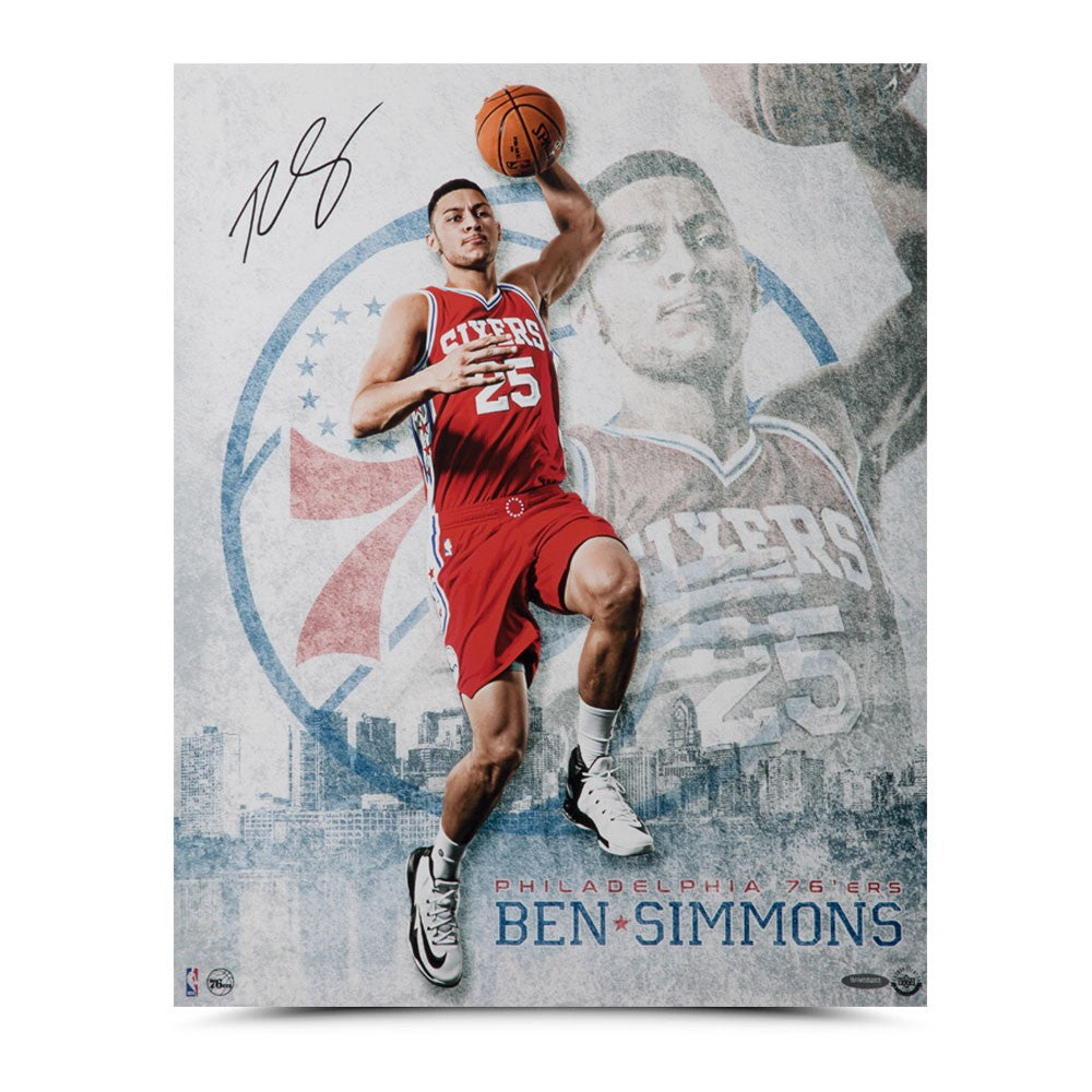 BEN SIMMONS AUTOGRAPHED Philadelphia 76ers "ALL SYSTEMS GO" 16 X 20 UDA