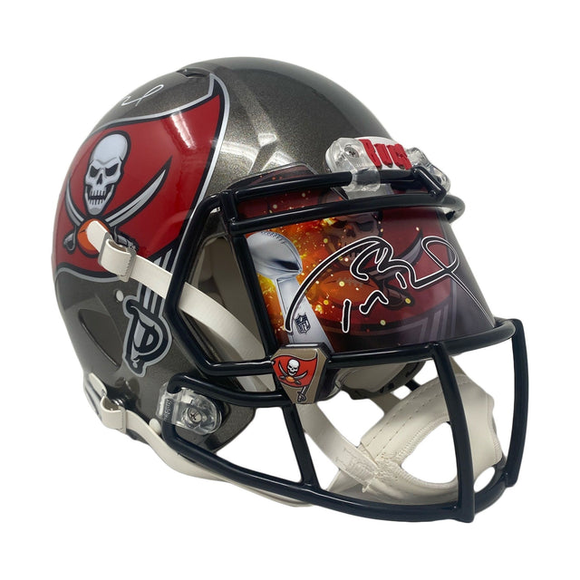 TOM BRADY Autographed Buccaneers Custom Visor Authentic Speed Helmet FANATICS