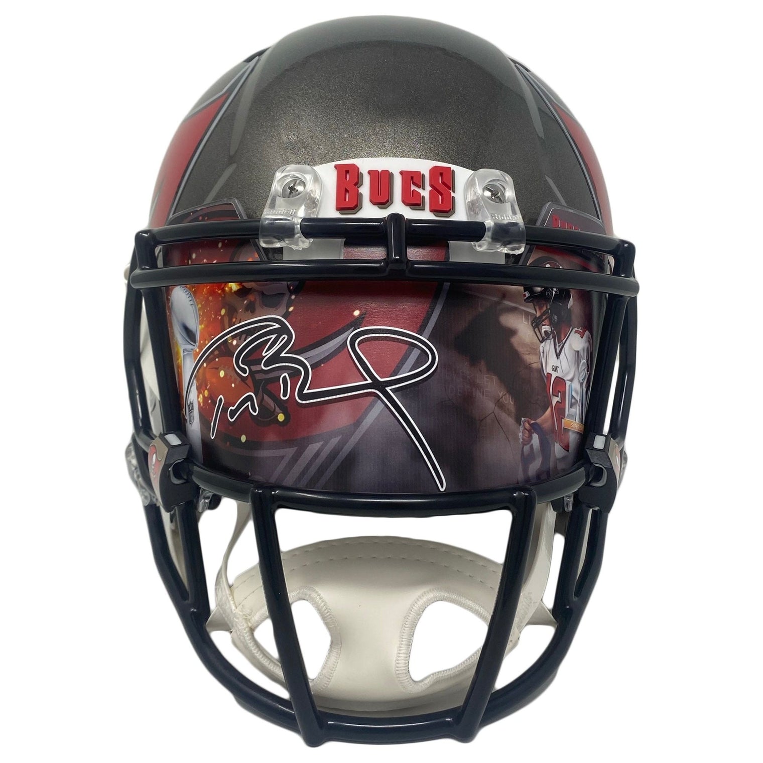 TOM BRADY Autographed Buccaneers Custom Visor Authentic Speed Helmet FANATICS
