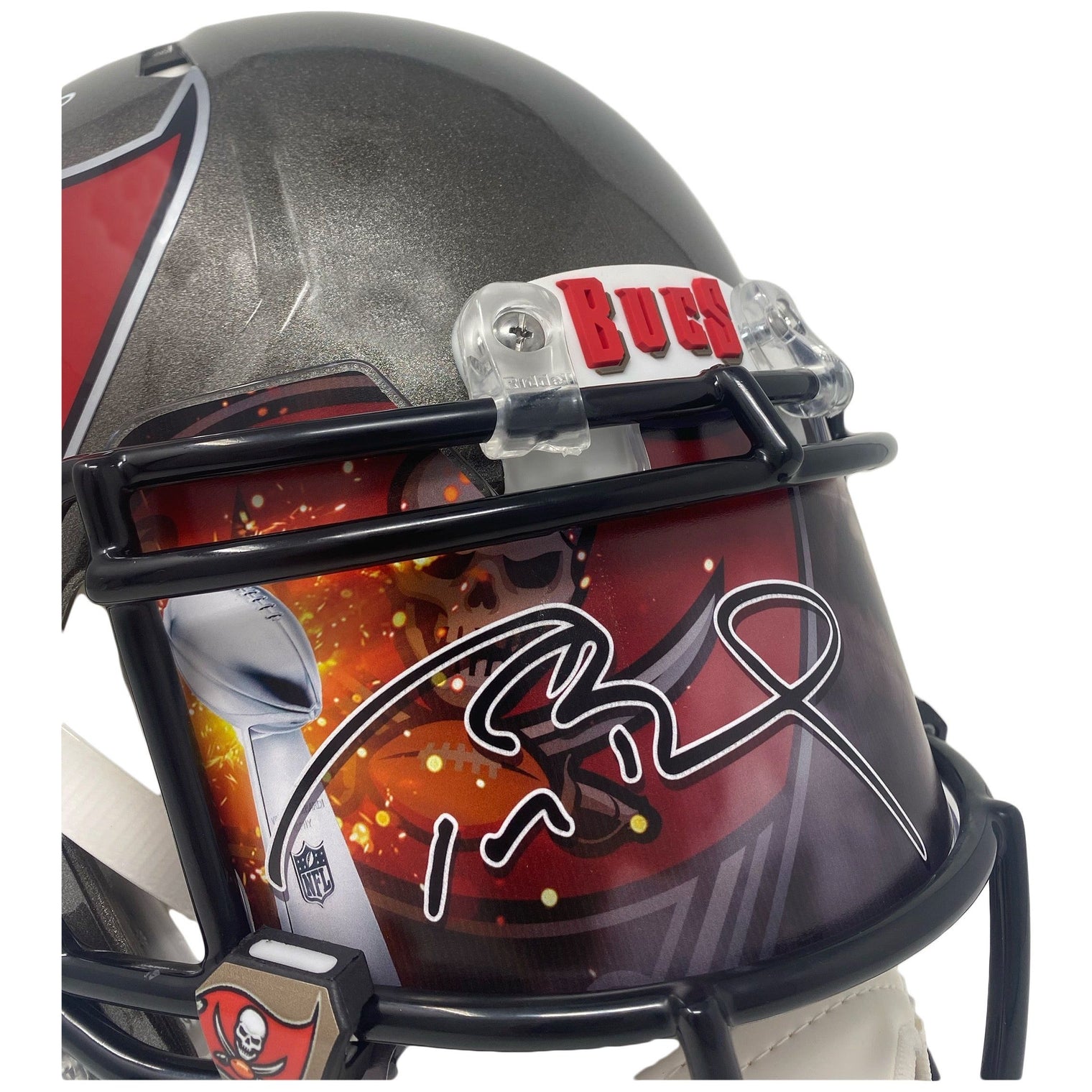 TOM BRADY Autographed Buccaneers Custom Visor Authentic Speed Helmet FANATICS
