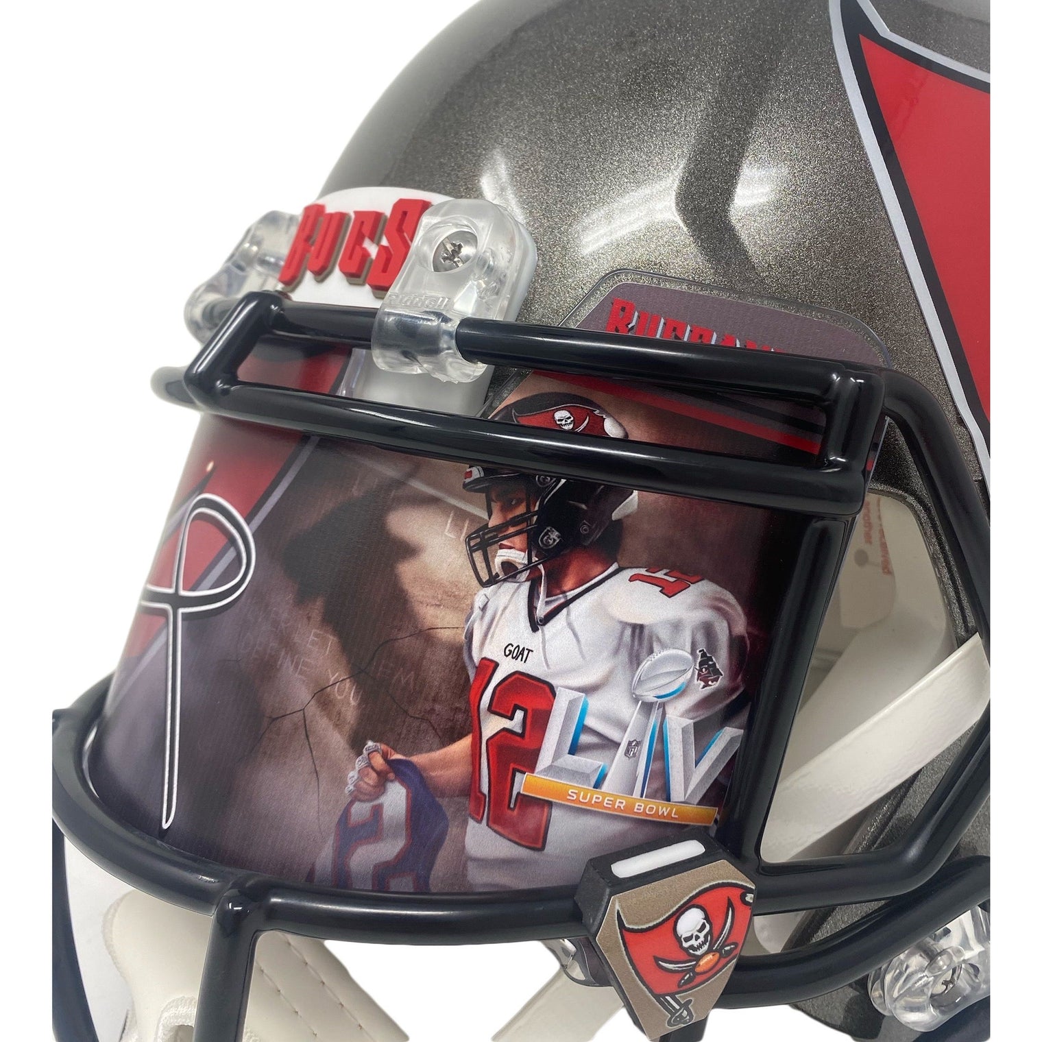 TOM BRADY Autographed Buccaneers Custom Visor Authentic Speed Helmet FANATICS