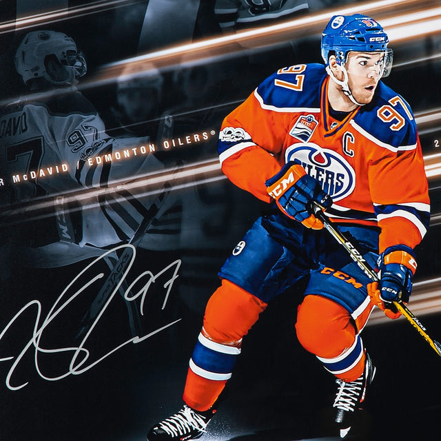 CONNOR MCDAVID Autographed Edmonton Oilers "Playoff Collage" 20 x 24 UDA LE 97