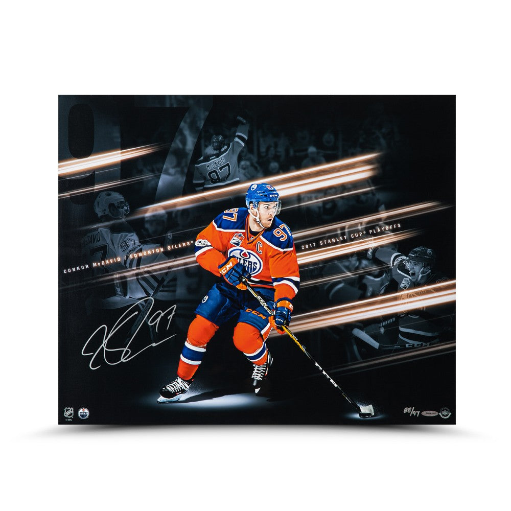 CONNOR MCDAVID Autographed Edmonton Oilers "Playoff Collage" 20 x 24 UDA LE 97