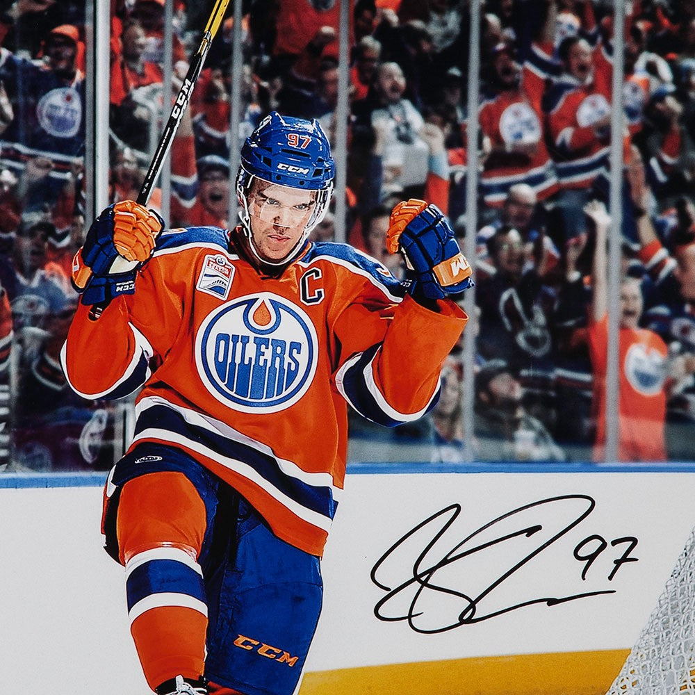 CONNOR MCDAVID Autographed Edmonton Oilers "Home Opener Celebration" 24 x 16 Photo UDA