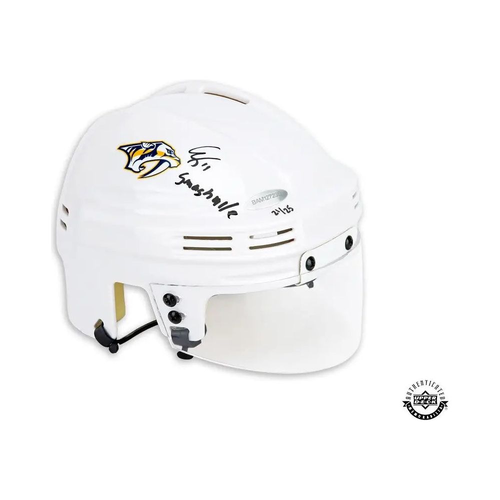EELI TOLVANEN Autographed & Inscribed “Smashville” Nashville Predators White Mini Helmet UDA