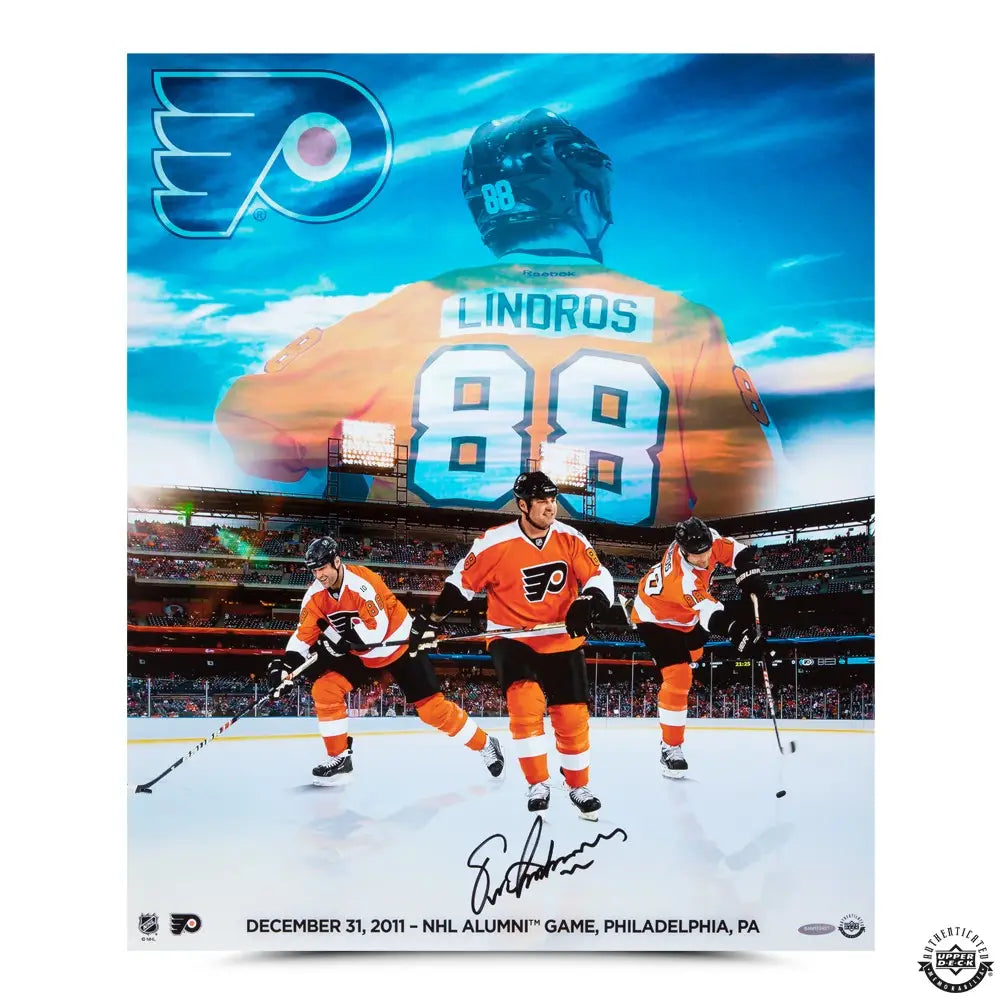 ERIC LINDROS Autographed “Winter Classic” 20x24 Image UDA