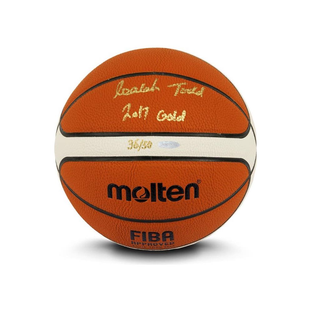 ISAIAH TODD Autographed & Inscribed Milwaukee Bucks “2017 Gold” Molten Basketball UDA