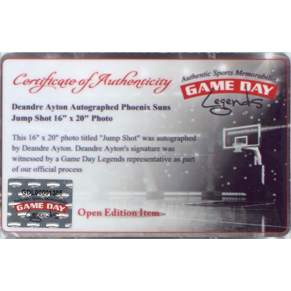 DEANDRE AYTON Autographed Phoenix Suns "Jump Shot" 16" x 20" Photograph - GAME DAY LEGENDS & STEINER