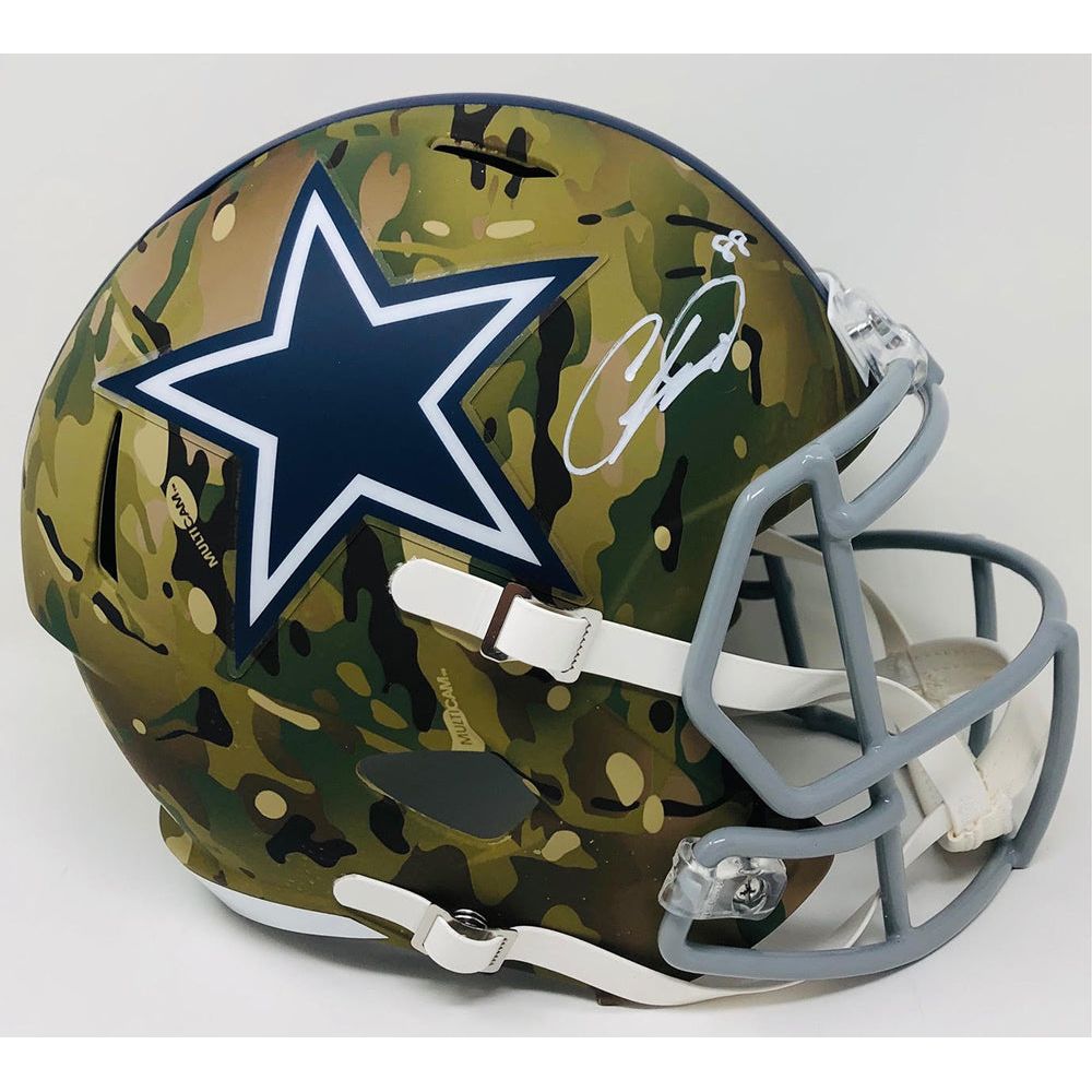 CEEDEE LAMB Autographed Dallas Cowboys Camo Alternate Speed Full Size Helmet FANATICS