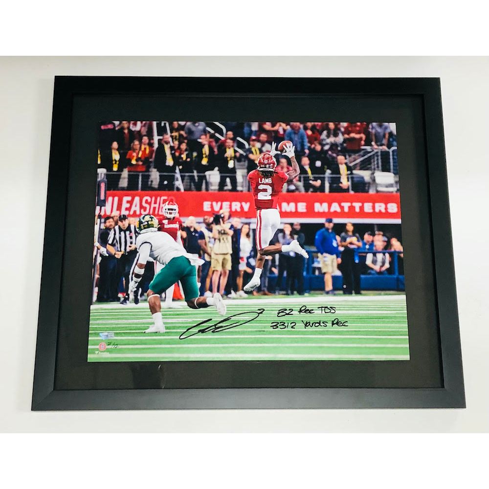 CEEDEE LAMB Autographed Oklahoma Sooners 16" x 20" Stats Framed Photograph FANATICS LE 22