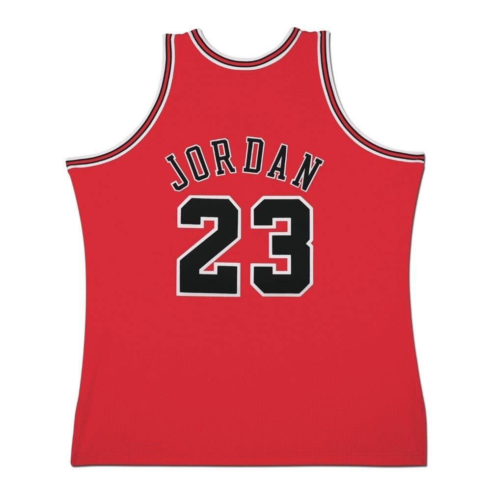 MICHAEL JORDAN Autographed 1997-98 Chicago Bulls Red With NBA Finals Patch Authentic Mitchell & Ness Jersey UDA