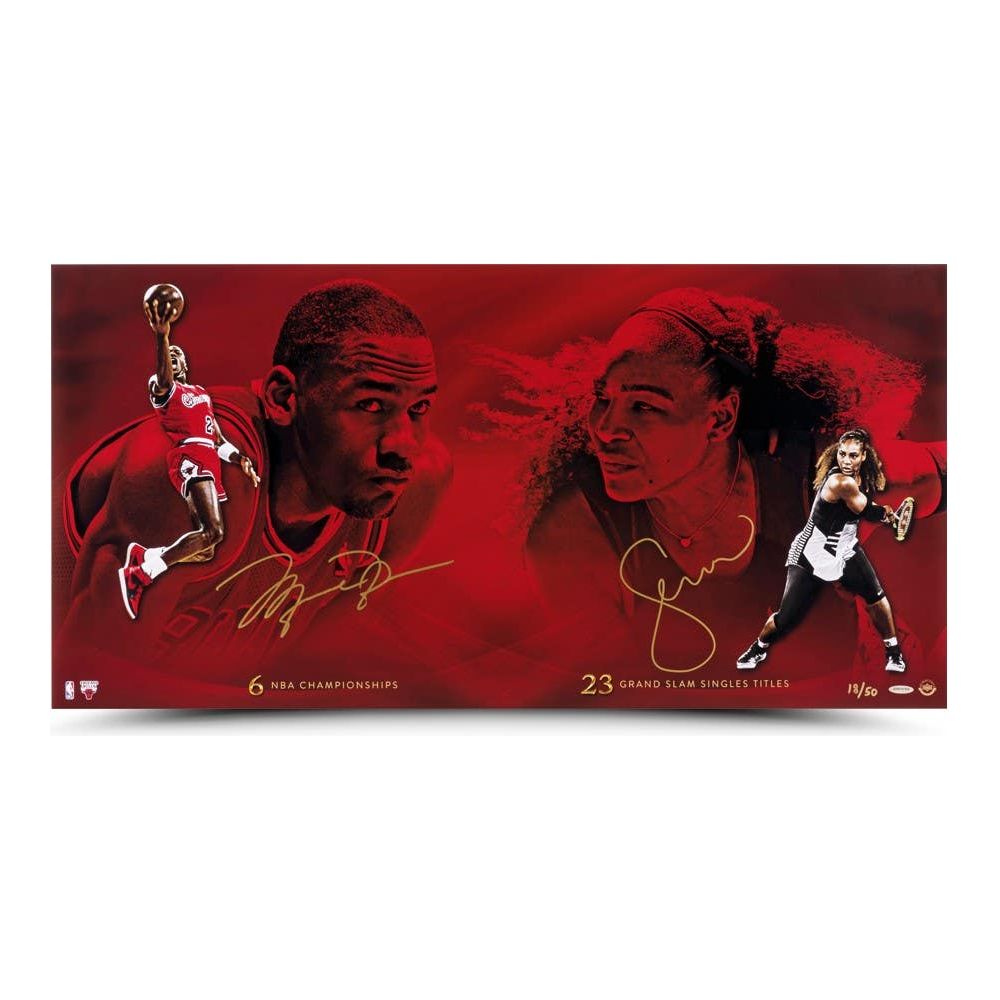 MICHAEL JORDAN & SERENA WILLIAMS Autographed “Respect” 36x18 Photo UDA