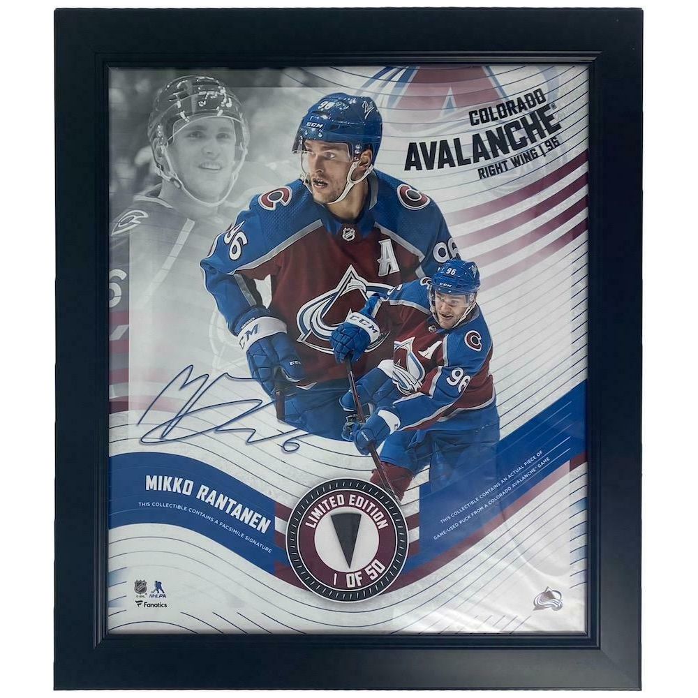 MIKKO RANTANEN Colorado Avalanche Framed 15 x 17 Game Used Puck Collage LE 1/50