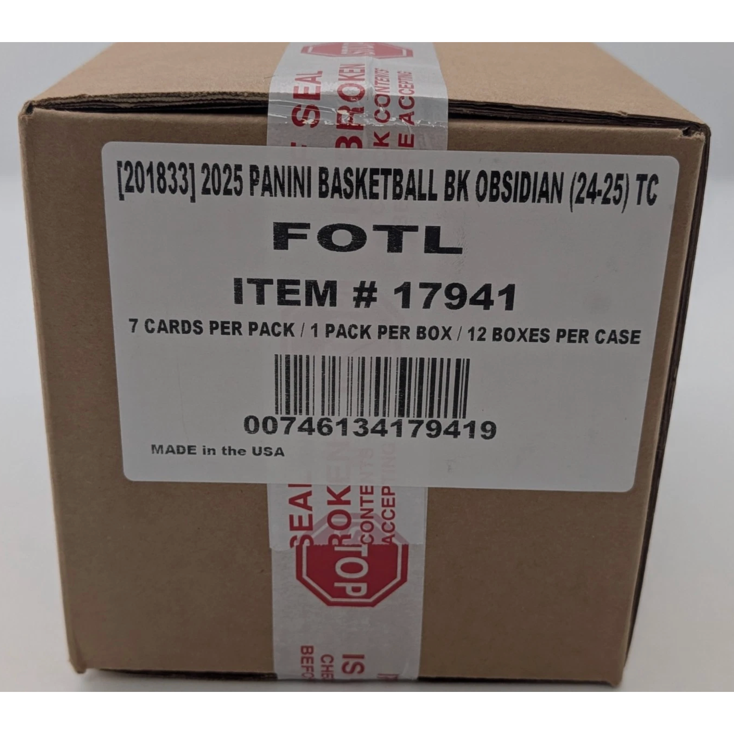 2024-25 PANINI OBSIDIAN NBA BASKETBALL FOTL HOBBY BOX SEALED CASE (12 BOXES)