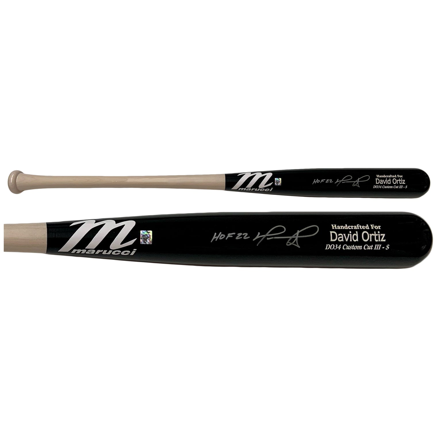DAVID ORTIZ Boston Red Sox Autographed Marucci Game Model Black Bat with "HOF 22" Inscription FANATICS