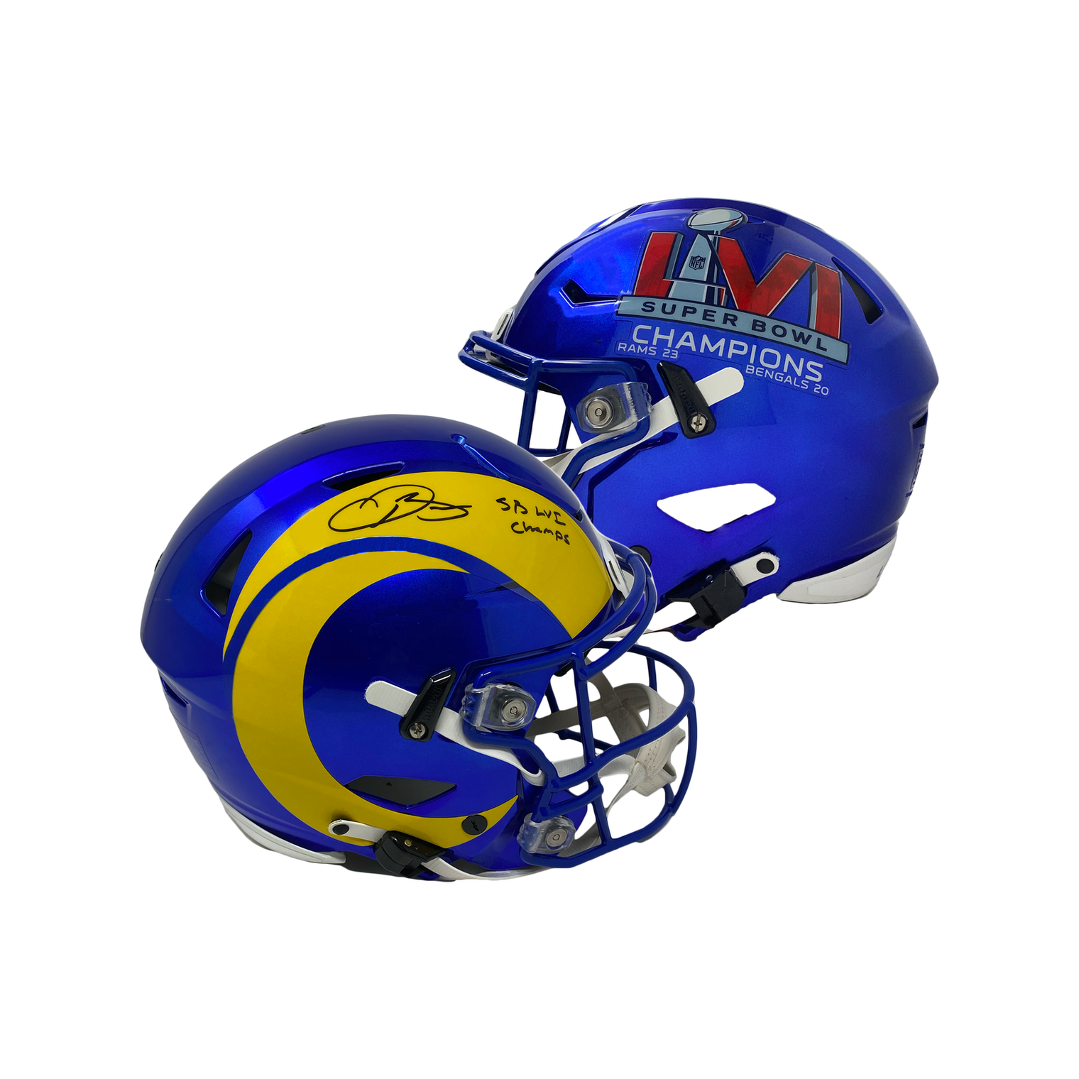 ODELL BECKHAM Jr Autographed "SB LVI Champs" Rams Speed Flex Helmet FANATICS