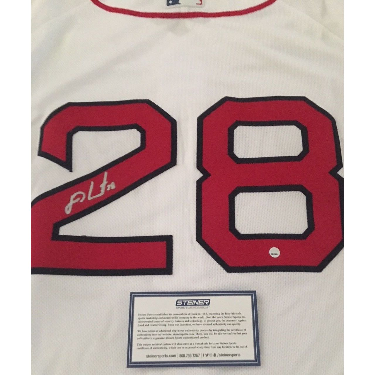 J.D. MARTINEZ Autographed Boston Red Sox Authentic Home Jersey STEINER