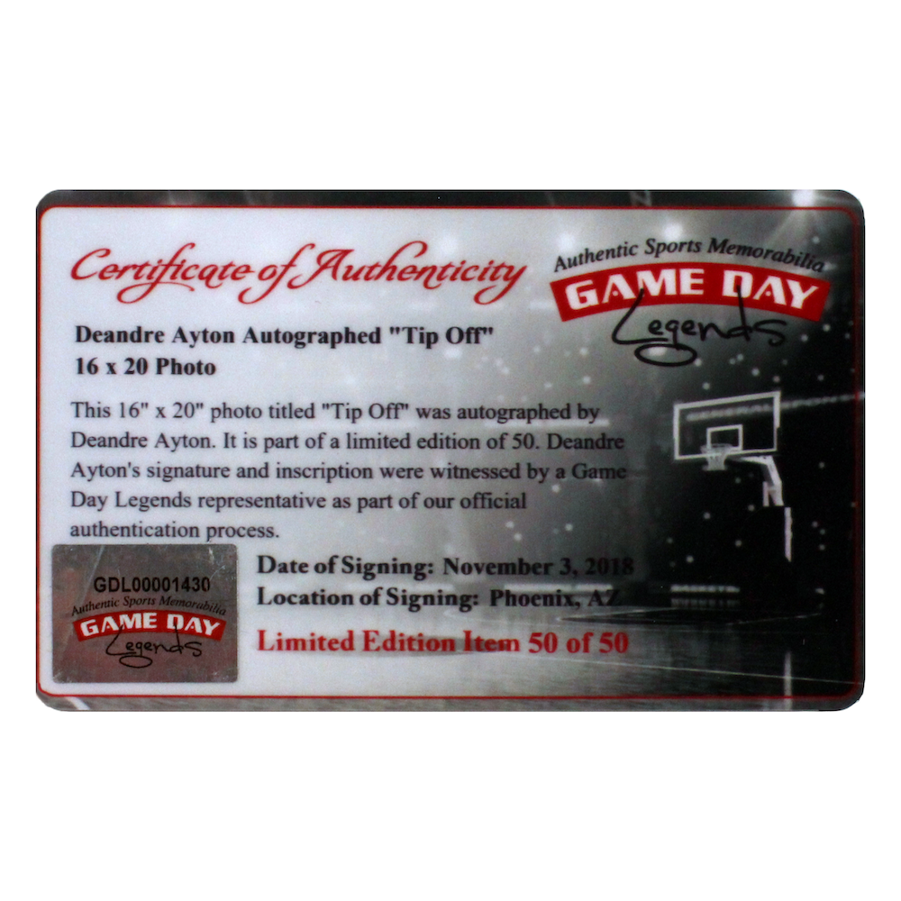 DEANDRE AYTON Autographed Phoenix Suns 16"x20" "Tip Off" Photograph GDL LE 50/50