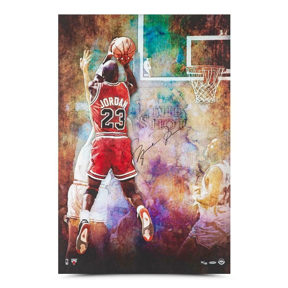 MICHAEL JORDAN Autographed Chicago Bulls "The Shot" 24" x 36" Photograph UDA LE 123