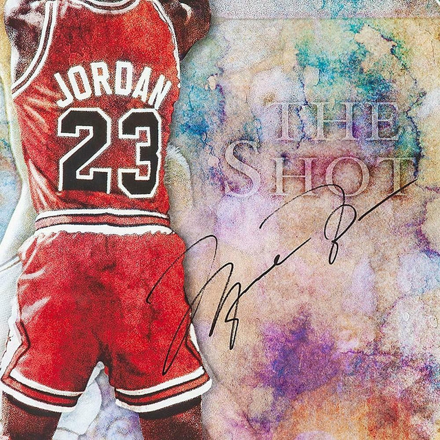 MICHAEL JORDAN Autographed Chicago Bulls "The Shot" 24" x 36" Photograph UDA LE 123