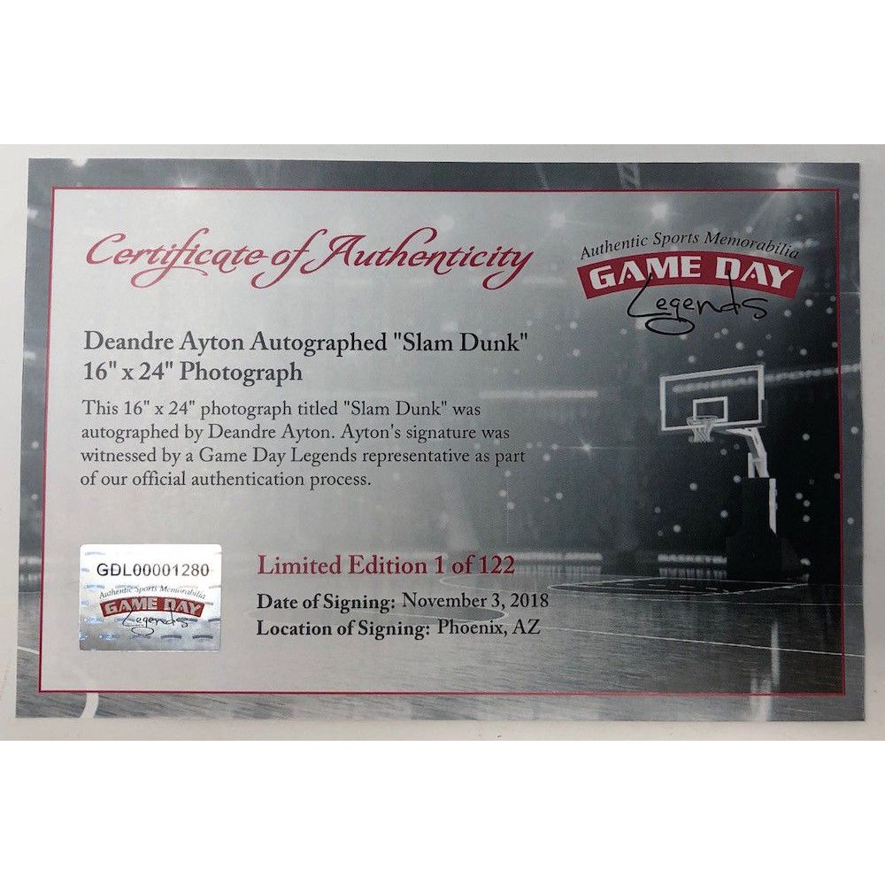 DEANDRE AYTON Autographed Suns "Slam Dunk" 16" x 24" Photograph GDL LE 1/122