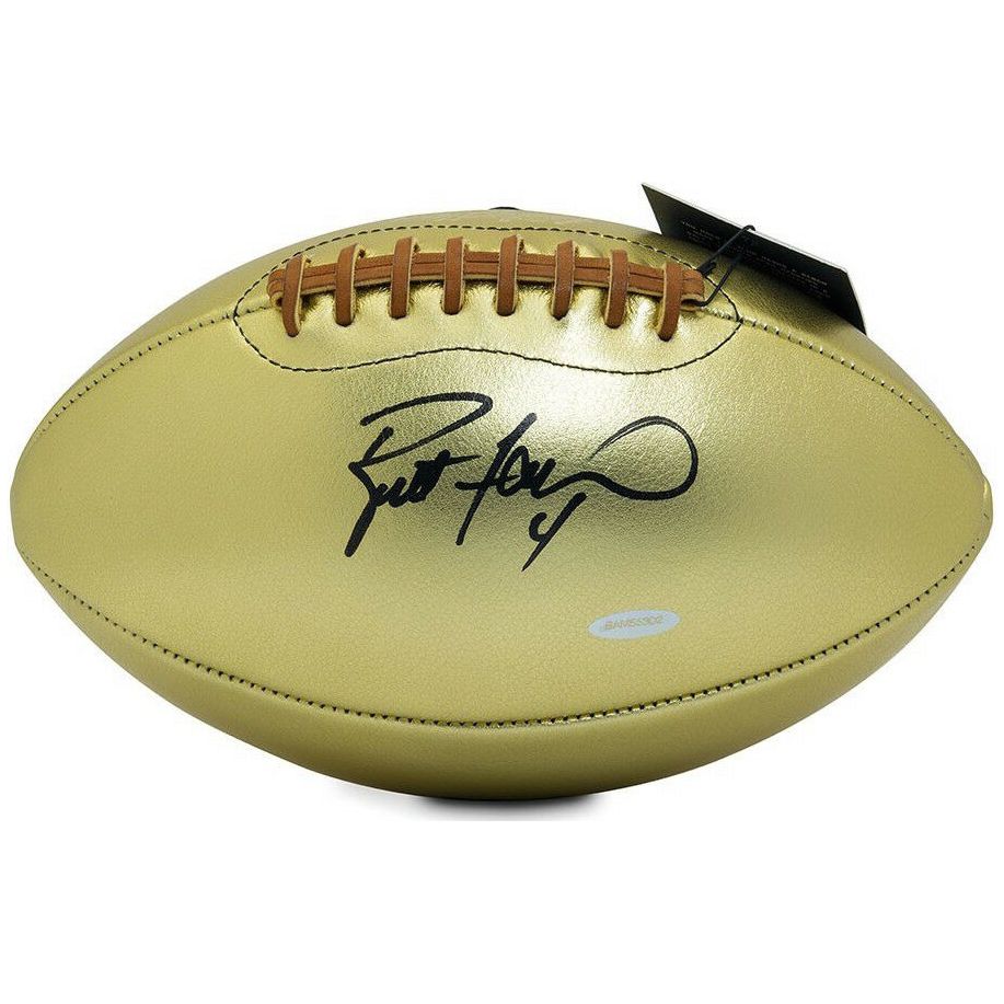 BRETT FAVRE Green Bay Packers Autographed Leather Head Pro Series Golden Goose Football UDA