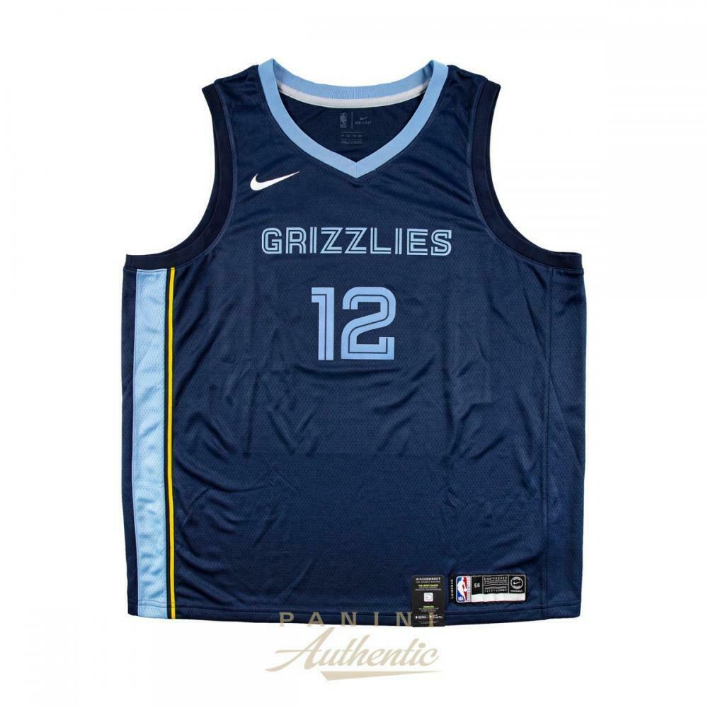 JA MORANT Autographed Memphis Grizzlies Navy Nike Jersey PANINI
