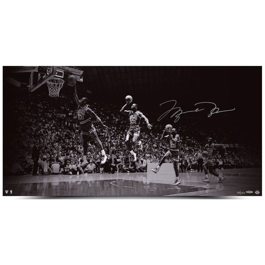 MICHAEL JORDAN Autographed "We Have Liftoff" 36" x 18" Photograph UDA LE 123