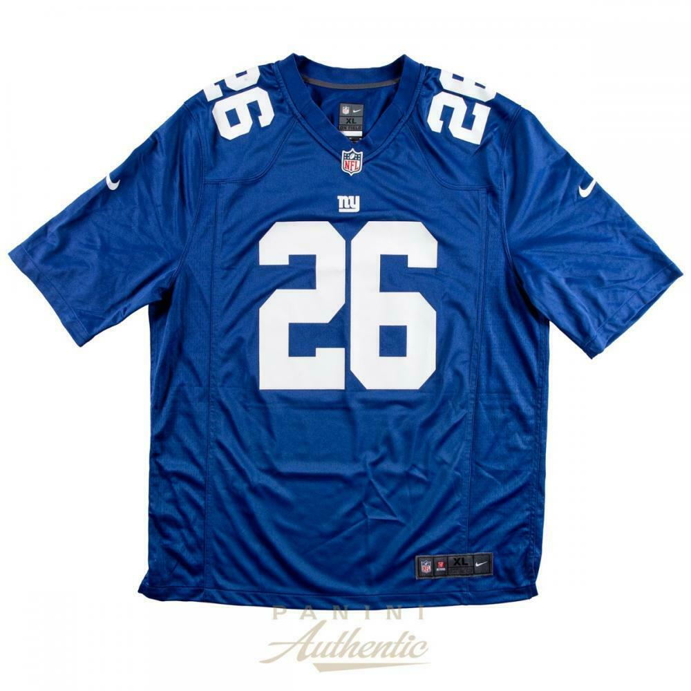 SAQUON BARKLEY Autographed New York Giants "2018 NFL ROY" Blue Nike Jersey PANINI LE 126