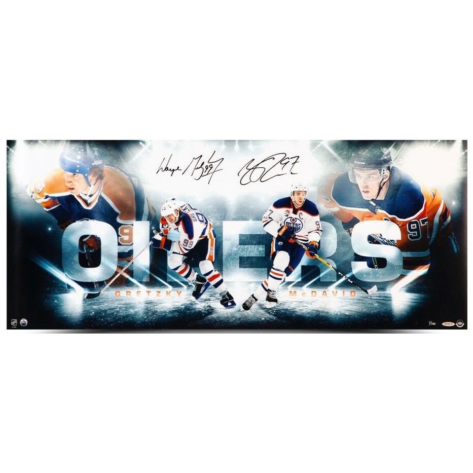 WAYNE GRETZKY & CONNOR MCDAVID Autographed Edmonton Oilers "Bright Lights" 36 x 15 Photograph Limited Edition of 100 UDA