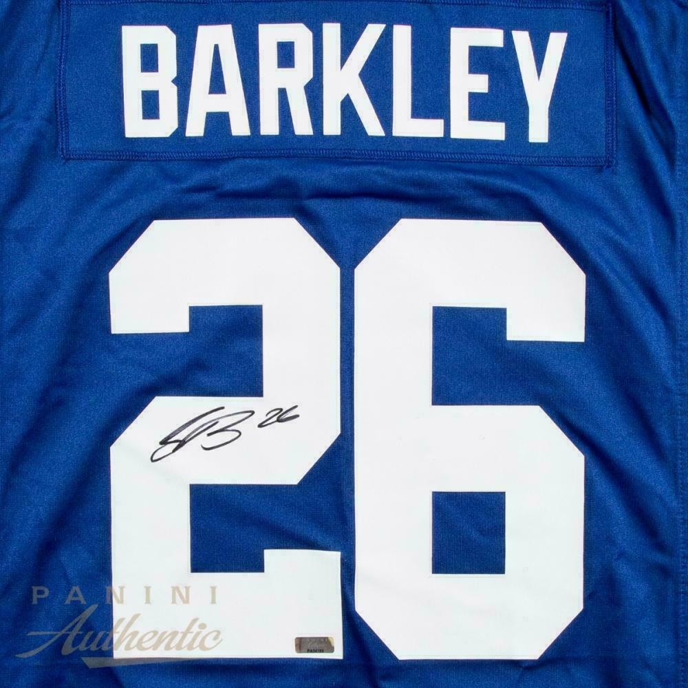 SAQUON BARKLEY Autographed New York Giants Nike Blue Jersey PANINI