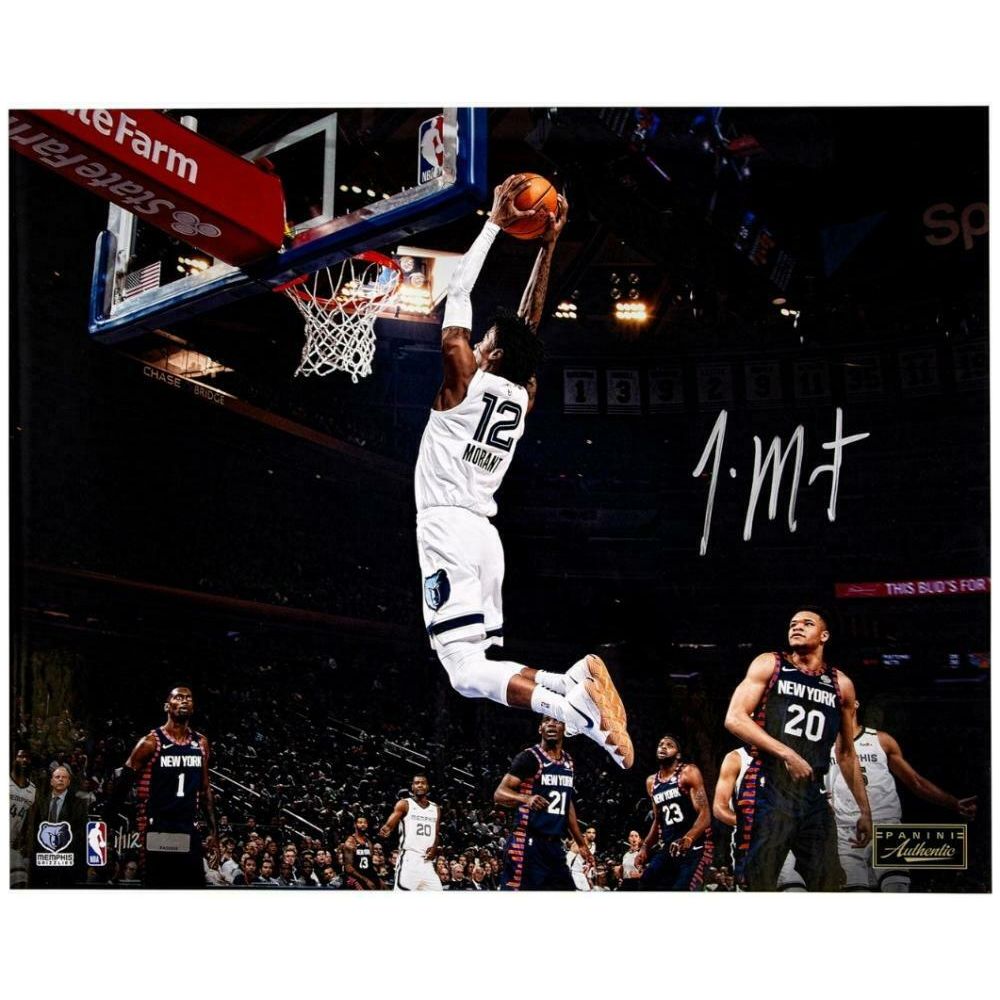 JA MORANT Autographed Memphis Grizzlies "Burst" 16" x 20" Photograph PANINI LE 112