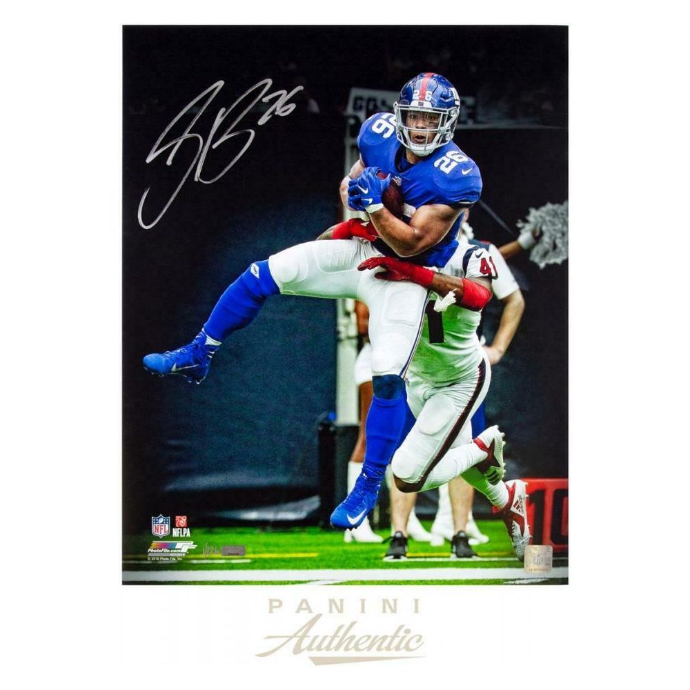 SAQUON BARKLEY Autographed New York Giants "Breakaway" 16 x 20 Photograph PANINI LE 126