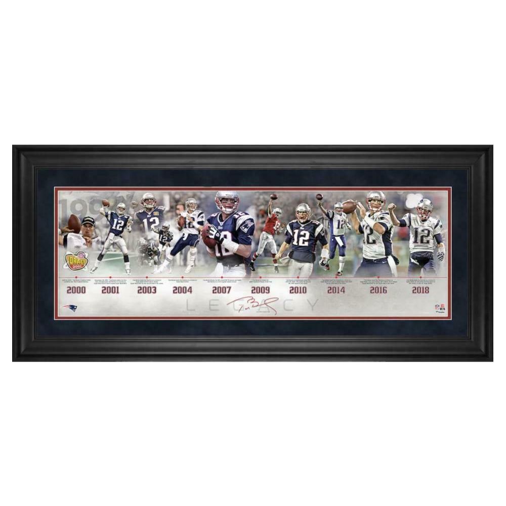 TOM BRADY New England Patriots Legacy Career 10" x 30" Framed Timeline Collage
