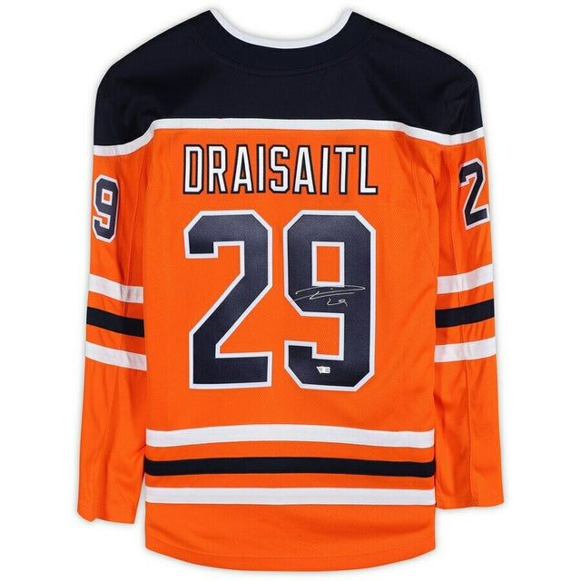 LEON DRAISAITL Autographed Edmonton Oilers Orange Breakaway Jersey FANATICS