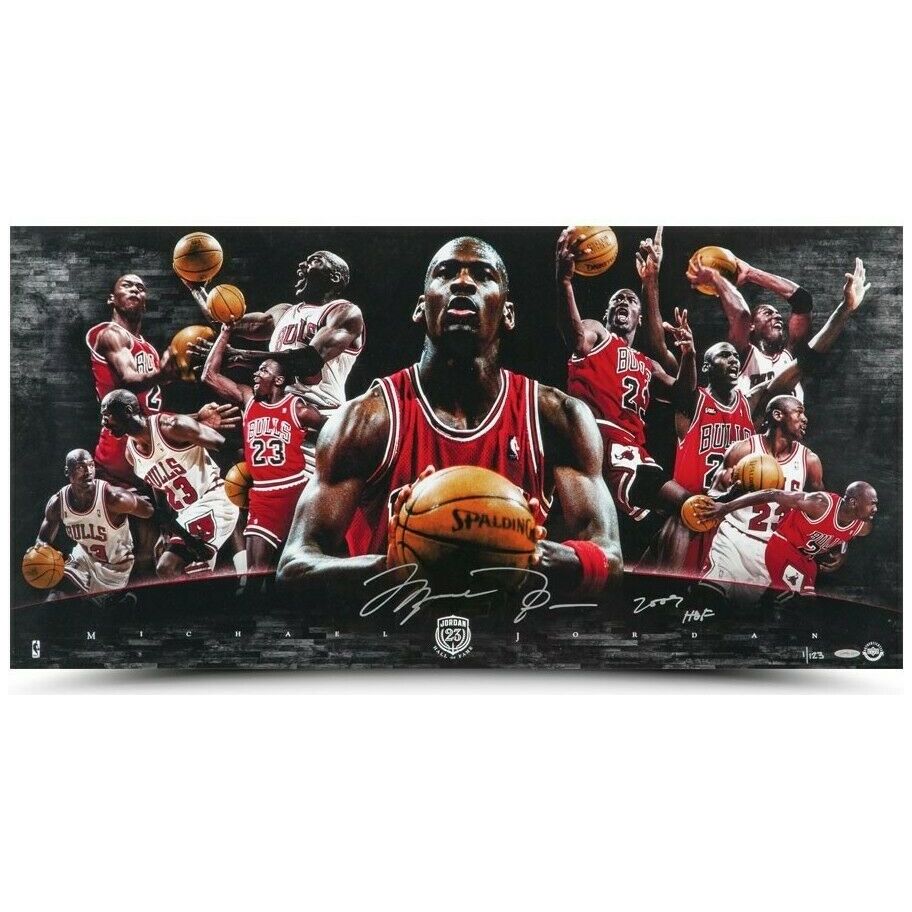 MICHAEL JORDAN Autographed "2009 HOF" Chicago Bulls 36" x 18" Photo UDA LE 123