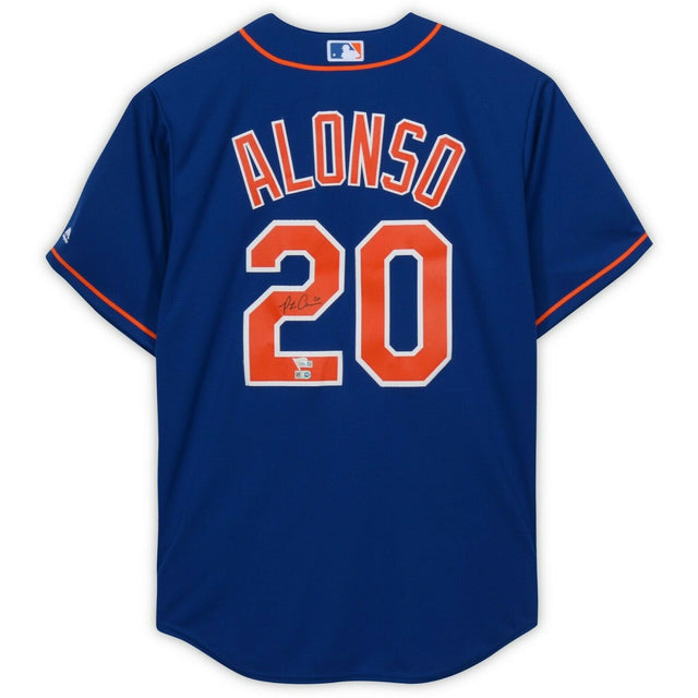 PETE ALONSO Autographed New York Mets Blue Majestic Replica Jersey FANATICS