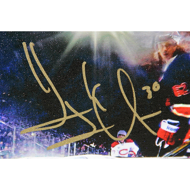 HENRIK LUNDQVIST Hand Signed NY Rangers In Net 22 x 26 Canvas STEINER