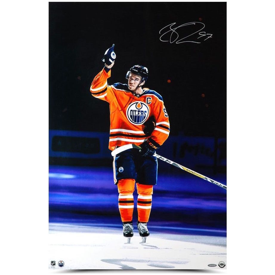 CONNOR McDAVID Autographed Edmonton Oilers "Opening Night Hat Trick" 20" x 30" Photograph UDA
