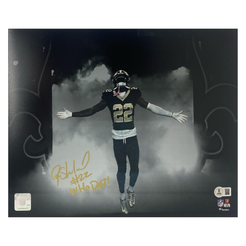 Rashid Shaheed Autographed "Who Dat!" New Orleans Saints 11" x 14" Intro Photo Beckett