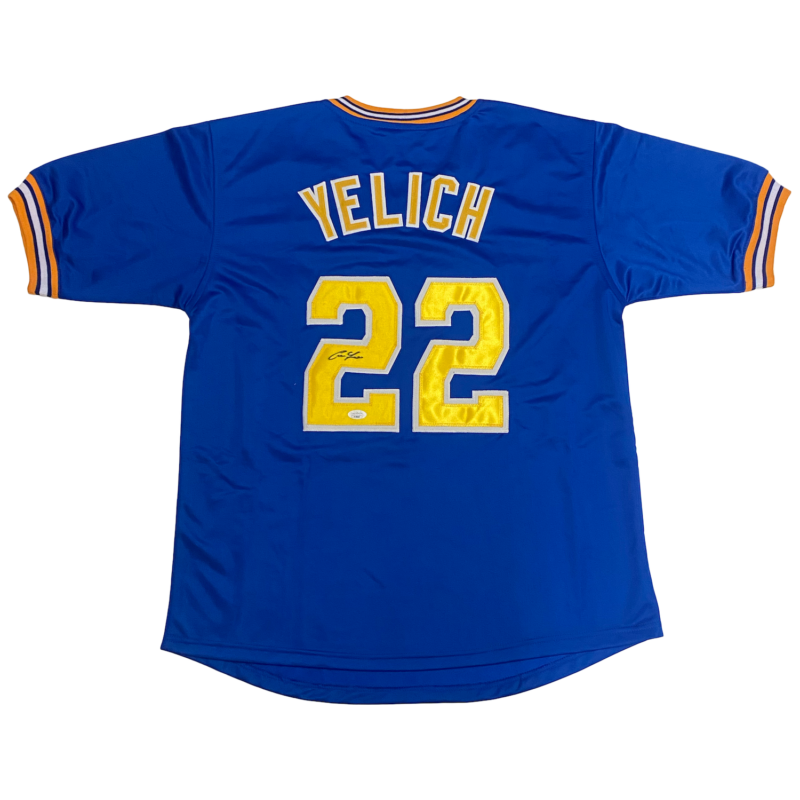 Christian Yelich of the Milwaukee Brewers Autographed Custom Blue Jersey JSA