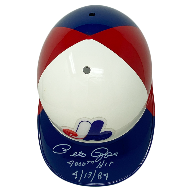 Pete Rose Autographed "4000th Hit 4/13/84" Full Size Expos Helmet PSA/DNA