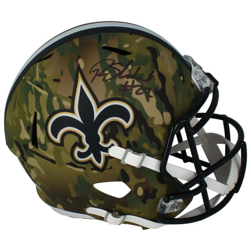 Rashid Shaheed Autographed in Black New Orleans Saints Camo Full Size Speed Helmet Beckett