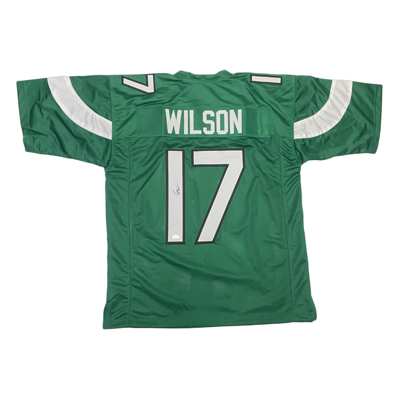 Garrett Wilson of the New York Jets Autographed #17 Green Custom Jersey JSA