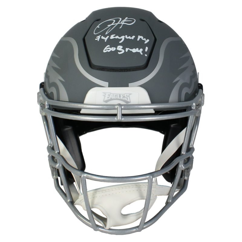 Jalen Hurts Autographed Philadelphia Eagles "Fly Eagles Fly" Slate SpeedFlex Helmet Fanatics LE 1/25